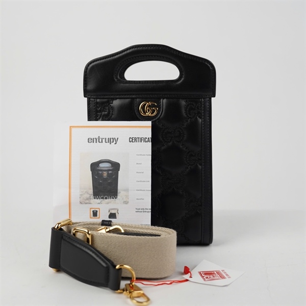 Túi GG Leather Handle sz mini đen (PN) KG+