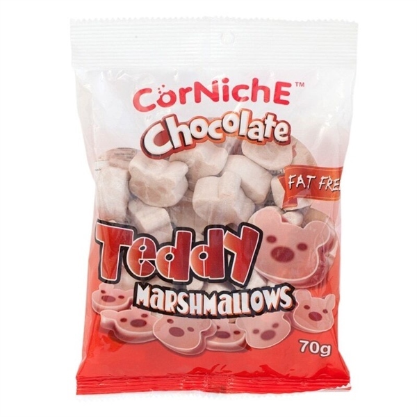 Kẹo dẻo Marshmallows hình Teddy vị Chocolate hiệu Corniche 70g