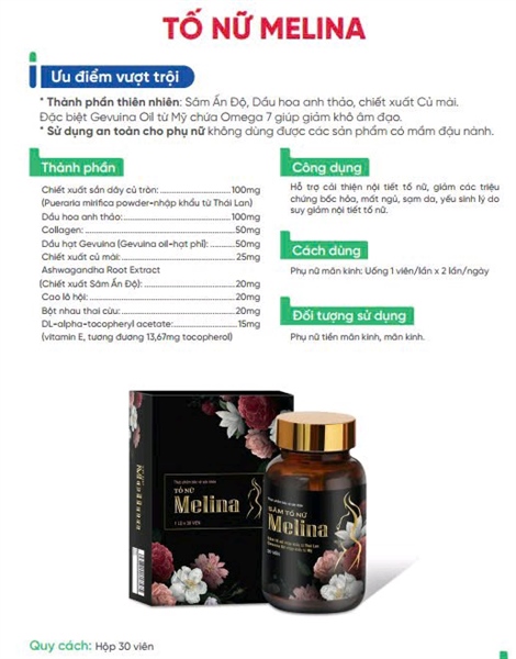 Tố nữ MELINA (Hộp 1 lọ 30viên) - Hoàng Liên