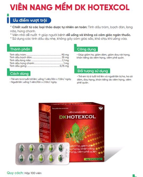 Viên nang mềm DK Hotexcol (Hộp 10 vỉ x 10 viên) - Pulipha