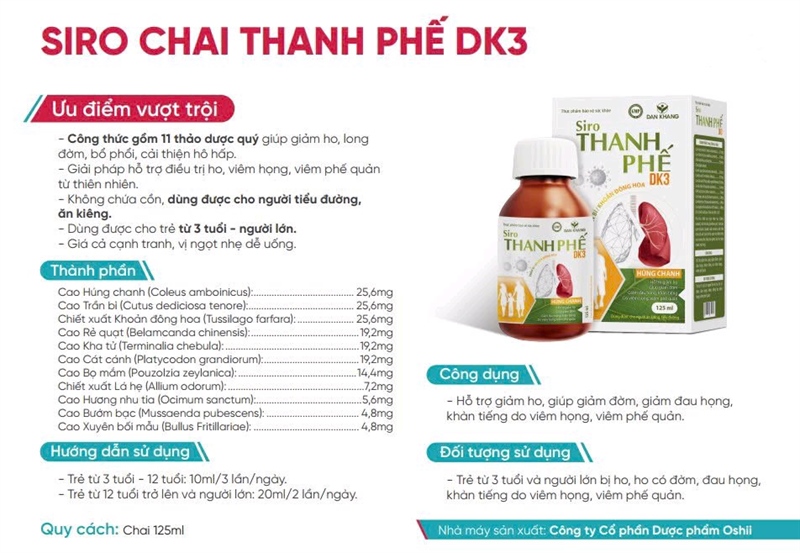 Siro thanh phế DK3 (Chai 125ml) - Dân Khang VN