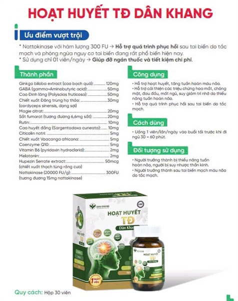 Hoạt Huyết TĐ Dân Khang (Lọ 30 viên) - Oshii