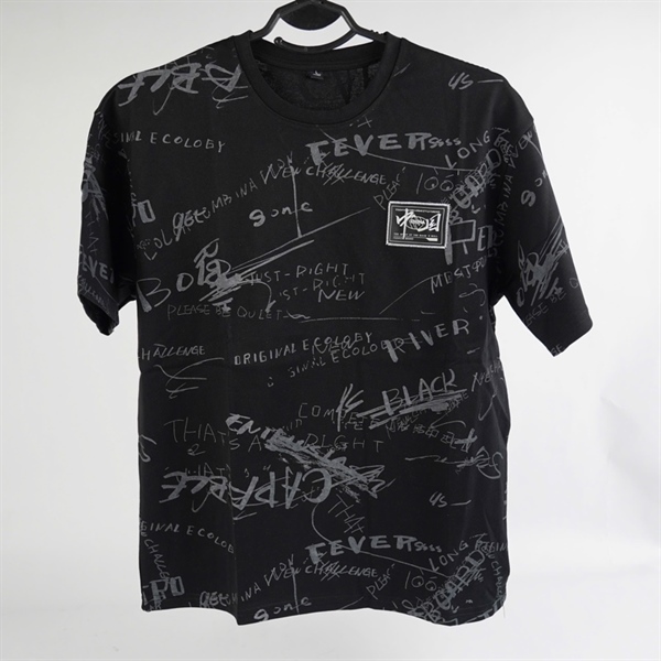 Áo thun đen in chữ rối 2XL KG+