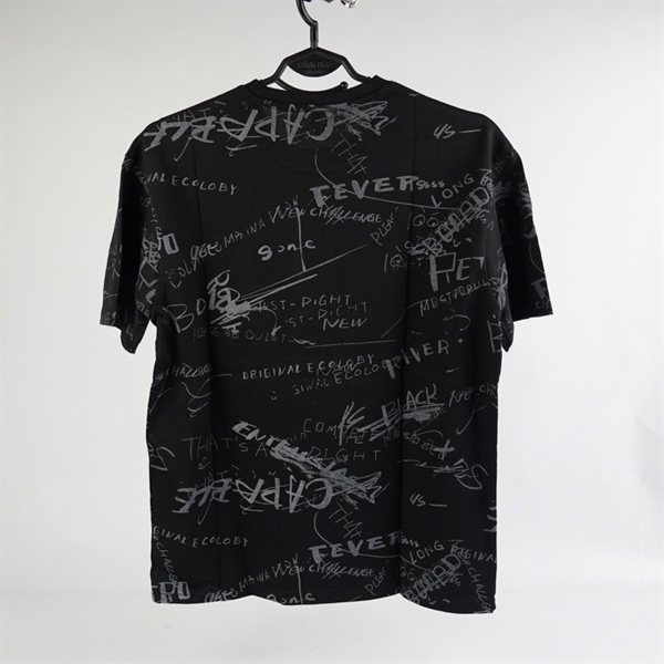 Áo thun đen in chữ rối 2XL KG+