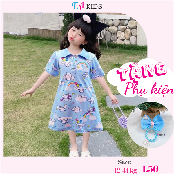 L56 (12-41kg) Váy thun xanh cinamoroll