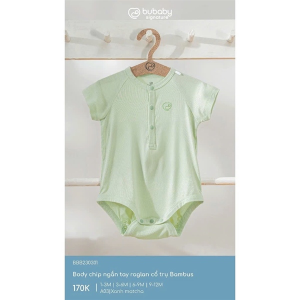 BB2303 - 3M/9M Body chip ngắn tay raglan cổ trụ Bambus