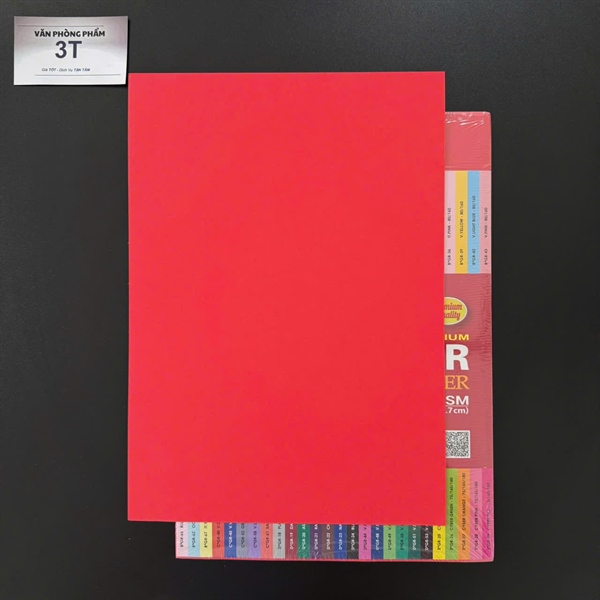 Giấy A4 80GSM (giấy mềm) PGrand màu ĐỎ (100 tờ/ xấp)