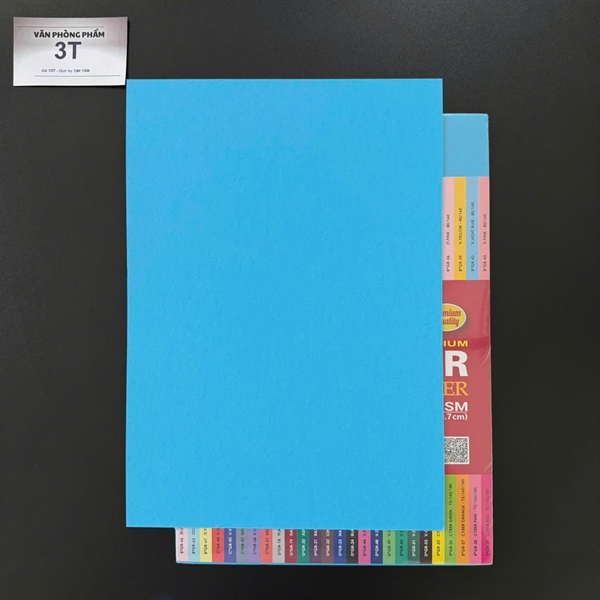 Giấy A4 80GSM (giấy mềm) PGrand màu XANH DƯƠNG (100 tờ/ xấp)