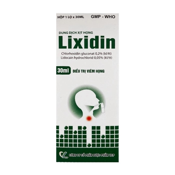 Thuốc xịt họng Lixidin 30ml - VCP ( Chlorhexidin gluconat -lidocain)
