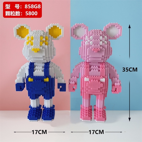 Combo 2 Mẫu Xếp Hình Bearbrick Trắng + Hồng 35cm (858G8)
