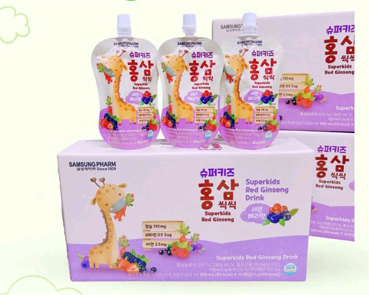 Samsung Nước hồng sâm tăng cao superkid (Thùng 3 Hộp x 10 túi x 100ml) - Hàn Quốc