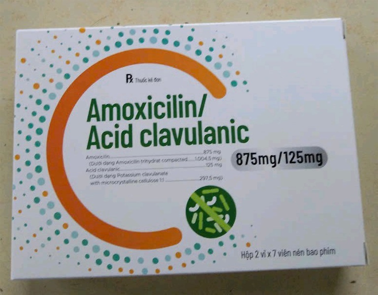 Thuốc Amoxicillin/Acid Clavulanic 875mg/125mg Tipharco Kháng sinh điều trị nhiễm khuẩn (Hộp 2 vỉ x 7 viên)
