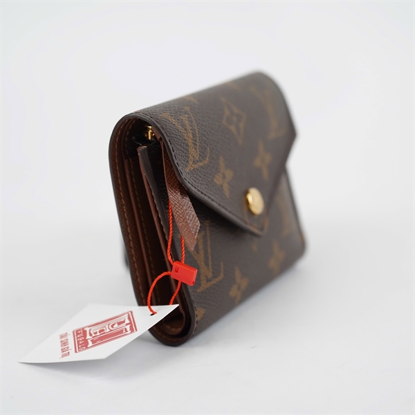 Ví LV hoa nâu gập 3 nút vàng (LT) KG+