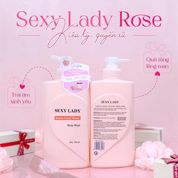 Sữa tắm Sexy Lady hồng rose 700ml