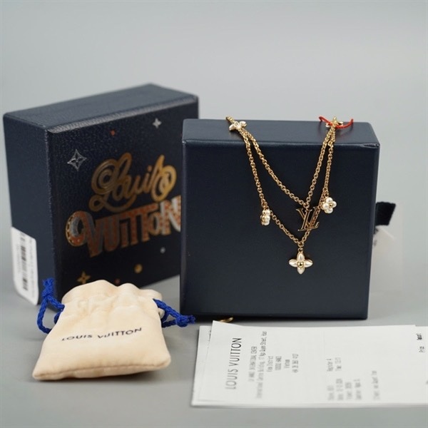 Dây chuyền LV vàng đính hoa +