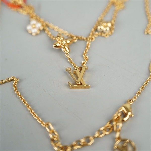 Dây chuyền LV vàng đính hoa +
