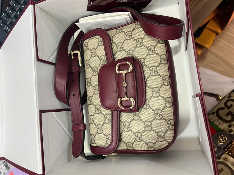 Túi GG 1955 xám viền đỏ (F043184736) sz20 (HT)+