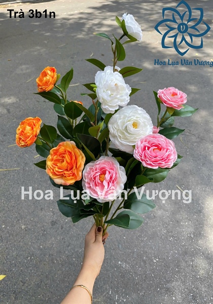 Trà 3b1n - Trắng - Hoa cành dài - Hoa Lụa Vân Vượng