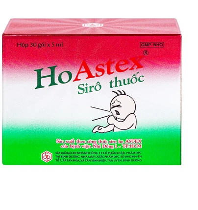 Siro HoAstex OPC điều trị ho, giảm ho trong viêm họng, viêm phế quản (30 gói x 5ml)