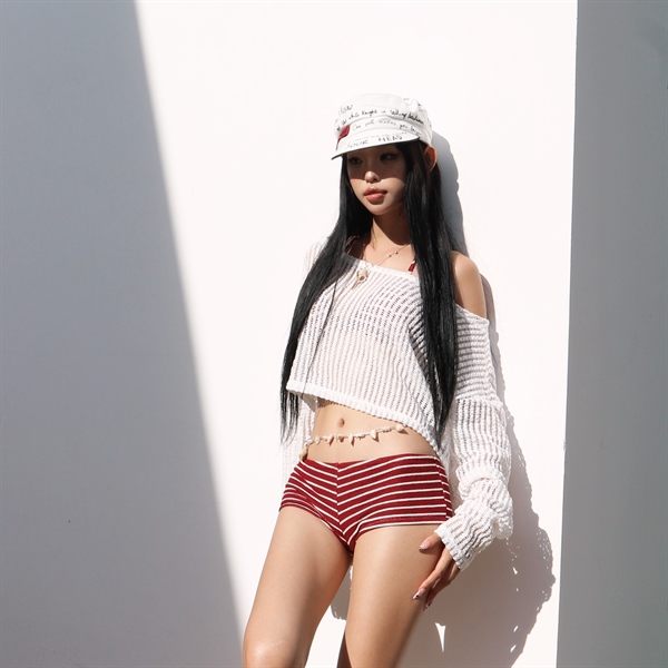 Áo Lưới TWENTI Form Croptop Mùa Hè Đi Biển - TRẮNG