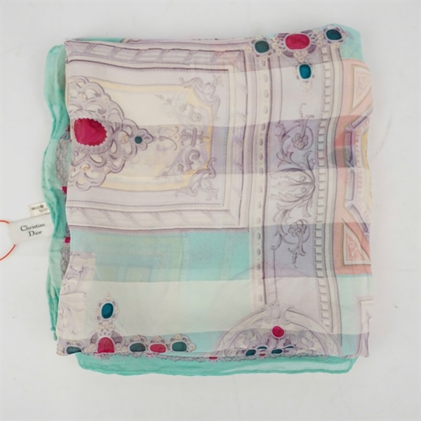 Khăn Dior xanh phối xám KG+