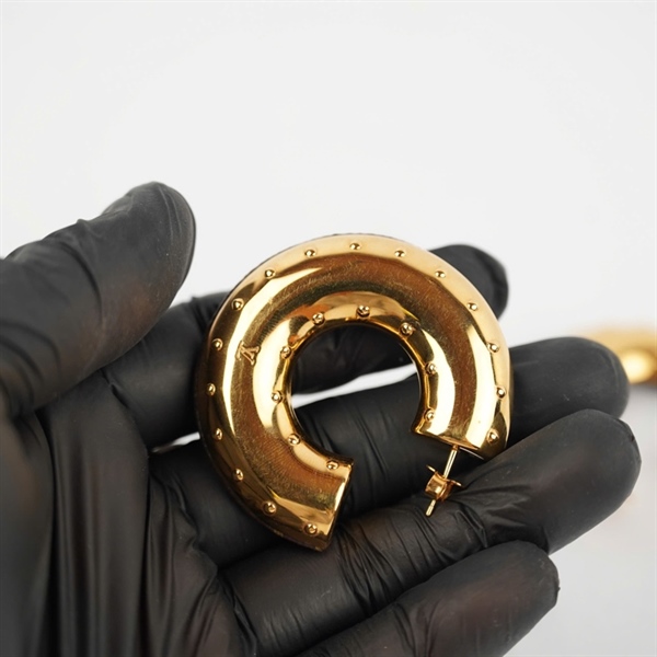 Bông tai LV hoa nâu chữ C KG+