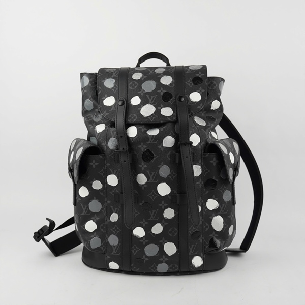 Balo LV hoa đen in họa tiết tròn kèm lót form (HC) +