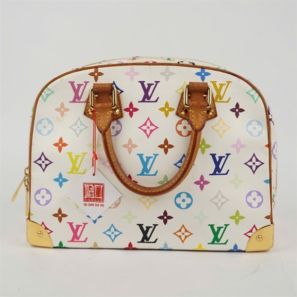 Túi LV Handle trắng hoa màu sz28 KG+