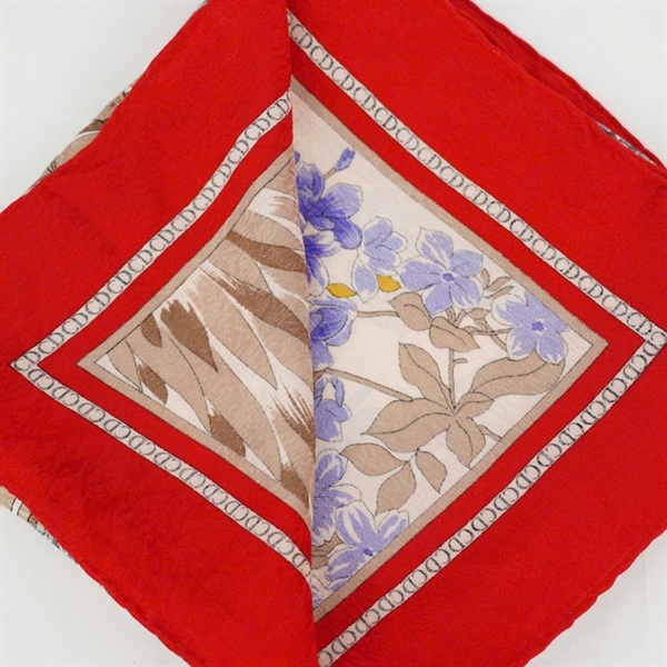 Khăn Dior họa tiết hoa viền đỏ KG+