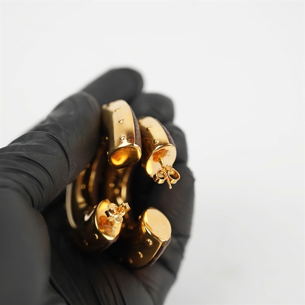 Bông tai LV hoa nâu chữ C KG+