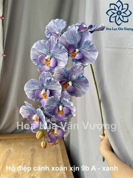 Hồ điệp cánh xoăn xịn 9b A - Xanh - Hồ điệp, lan - Hoa Lụa Vân Vượng