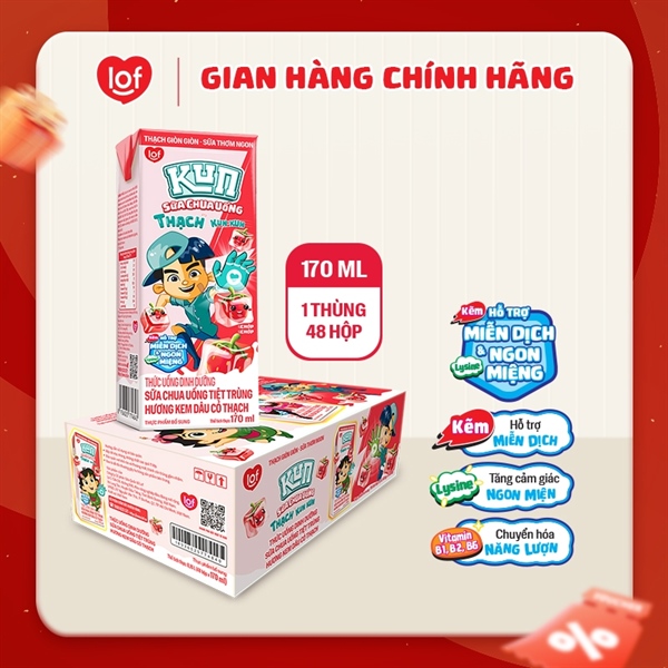 Sữa KUN trái cây hương dâu có thạch - 4x180ml