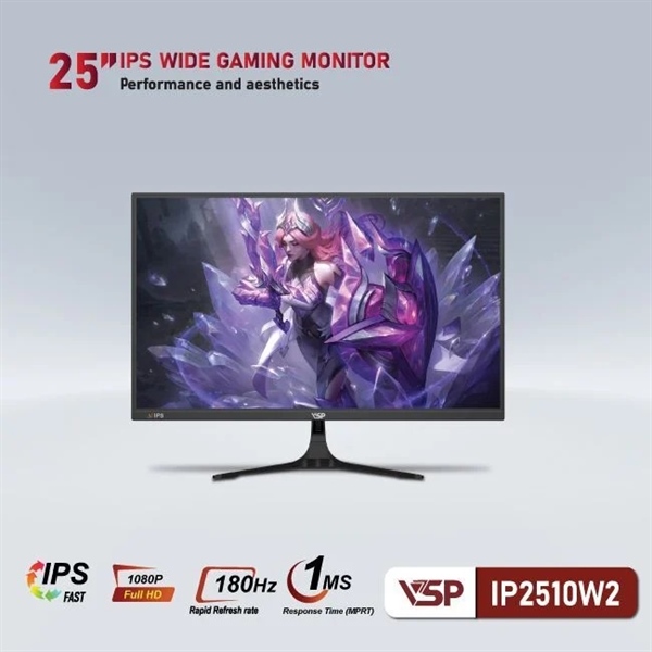 Màn hình VSP IP2510W2 - Đen | 24.5 inch, Full HD, Fast IPS, 180Hz, 1ms, phẳng