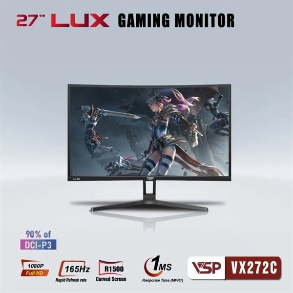 Màn hình Gaming VSP VX272C - LUX (27 inch, Full HD, VA, 165Hz, 1ms, cong)