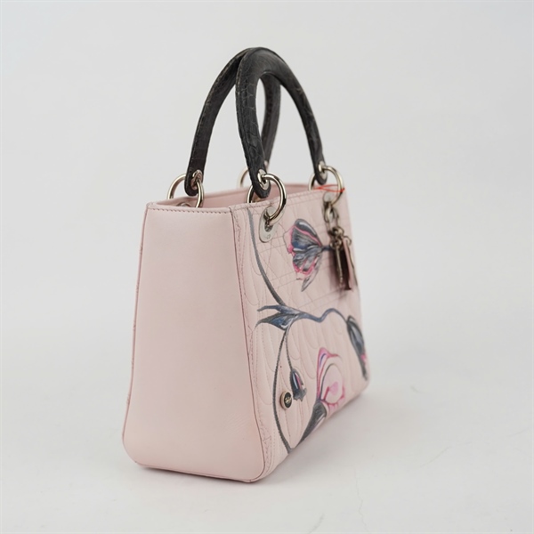 Túi Dior Lady hồng họa tiết hoa (18-MA-0194) szM (BQ) KG+