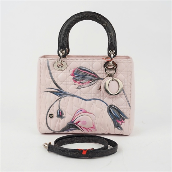 Túi Dior Lady hồng họa tiết hoa (18-MA-0194) szM (BQ) KG+