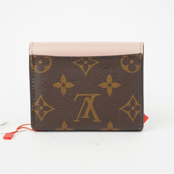 Ví LV hoa nâu gập 3 nắp hồng (BQ) KG+