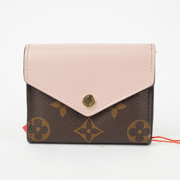 Ví LV hoa nâu gập 3 nắp hồng (BQ) KG+