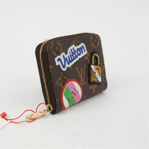 Ví LV hoa nâu in hình khóa zip (BQ) KG+