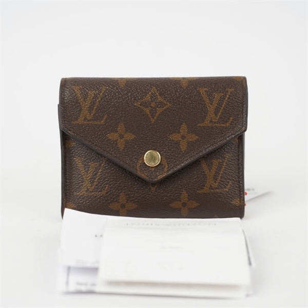 Ví LV hoa nâu gập 3 nút vàng (BQ) KG+