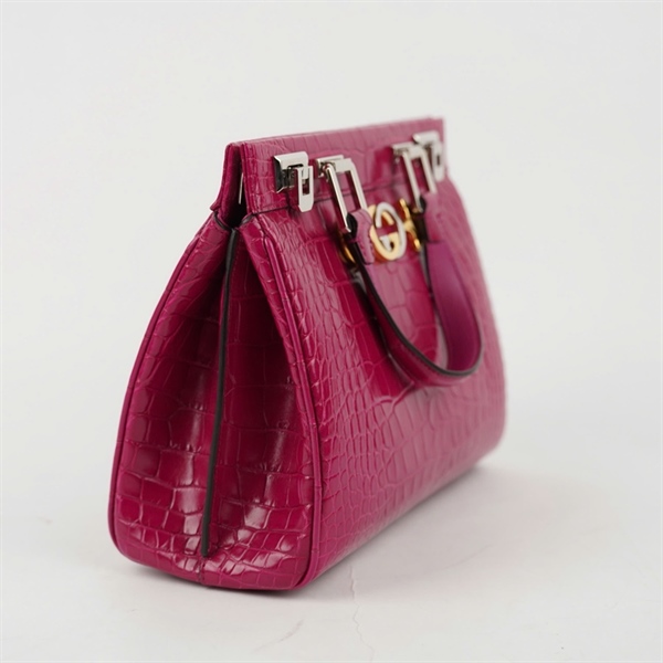 Túi GG Zumi hồng da cá sấu (569712-001998) sz27 (BQ) KG+