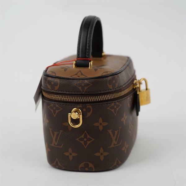 Túi LV Vanity hoa nâu kèm lót form có ổ khóa sz18 (BQ) KG+