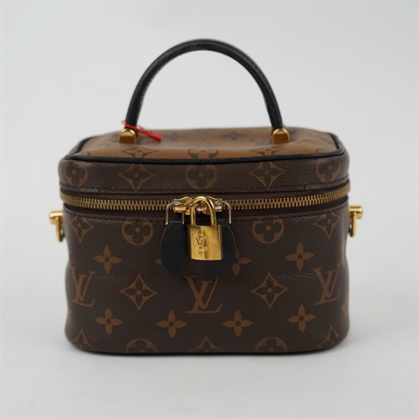 Túi LV Vanity hoa nâu kèm lót form có ổ khóa sz18 (BQ) KG+