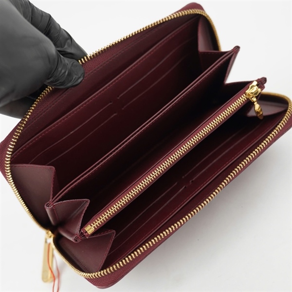 Ví LV hoa đỏ ánh tím khóa zip (BQ) KG+