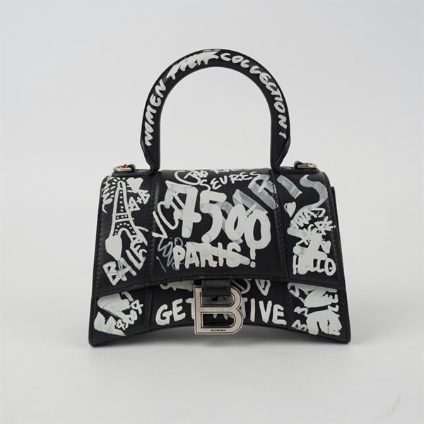 Túi Balenciaga đen in chữ trắng sz18 (BQ) KG+