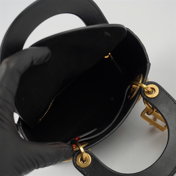 Túi Dior Lady đen họa tiết (35-MA-0178) szmini (BQ) KG+