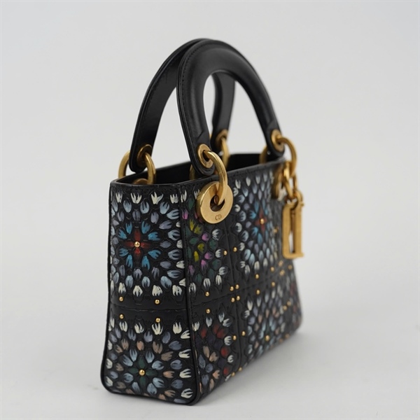 Túi Dior Lady đen họa tiết (35-MA-0178) szmini (BQ) KG+