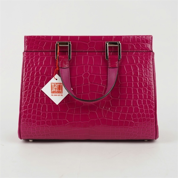 Túi GG Zumi hồng da cá sấu (569712-001998) sz27 (BQ) KG+