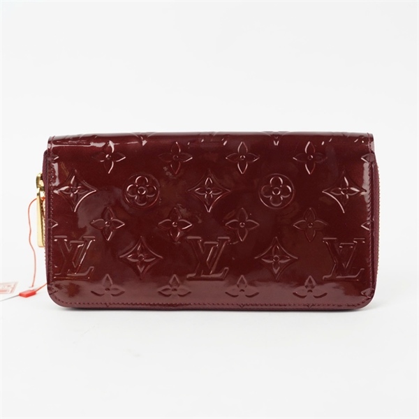 Ví LV hoa đỏ ánh tím khóa zip (BQ) KG+