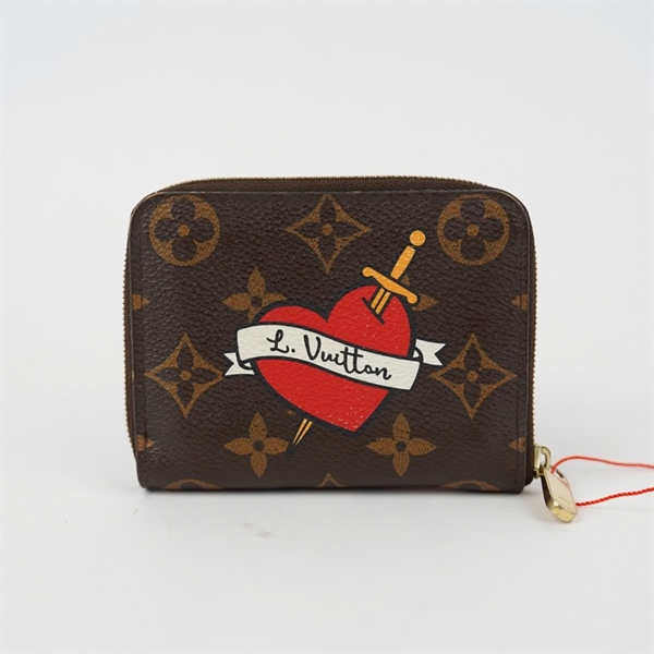 Ví LV hoa nâu in hình khóa zip (BQ) KG+